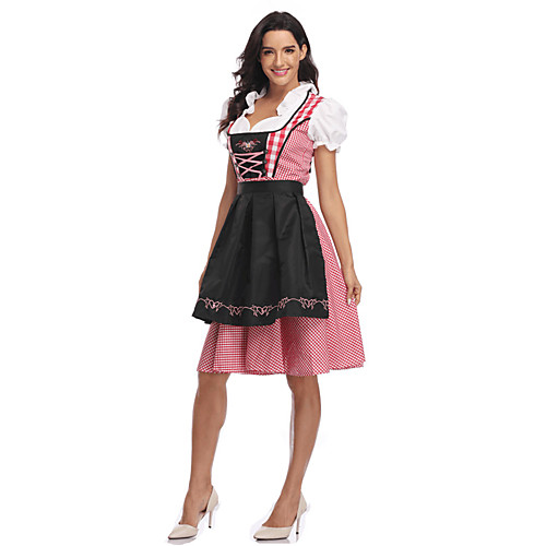 

Oktoberfest Beer Dirndl Trachtenkleider Women's Dress Bavarian Costume Black Blue Red