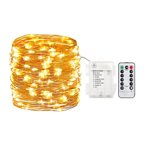 

Minetom Fairy Lights Strip 5M 50 LED Waterproof Firefly Lights with 8-function waterproof battery box and 13 key IR Controller Included Starry String Lights for Wedding Indoor Outdoor Christmas Patio