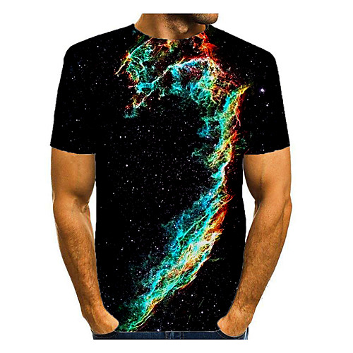 

Men's T shirt Shirt 3D Print Graphic Short Sleeve Daily Tops Basic Elegant Round Neck Black