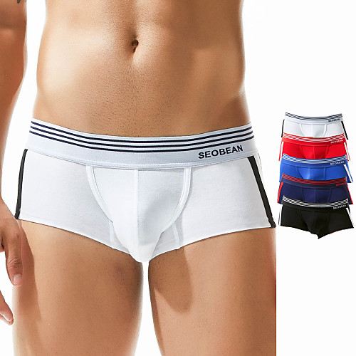 

SEOBEAN Men's Sports Underwear Shorts Boxer Briefs Bottoms Cotton Winter Fitness Gym Workout Performance Running Training Breathable Quick Dry Soft Sport White Black Blue Red Dark Blue / Stretchy