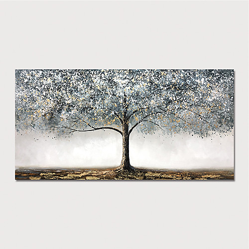 

Oil Painting Hand Painted Horizontal Abstract Floral / Botanical Modern Stretched Canvas