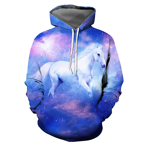 

Men's Pullover Hoodie Sweatshirt Graphic Animal Hooded Daily Going out 3D Print Basic Casual Hoodies Sweatshirts Royal Blue