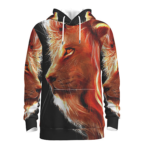

Men's Pullover Hoodie Sweatshirt Animal Patterned Graphic Hooded Daily 3D Print Basic Hoodies Sweatshirts Orange
