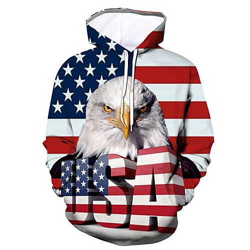 

Men's Hoodie Graphic Bird National Flag Hooded Daily Going out 3D Print Animals Hoodies Sweatshirts White