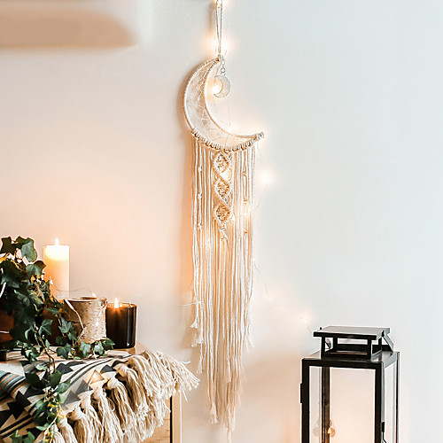 

Boho Dream Catcher Handmade Gift Wall Hanging Decor Art Ornament Craft Woven Macrame Nordic Moon for Kids Bedroom Wedding Festival9620cm
