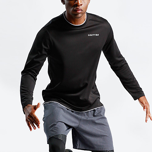 

UABRAV Men's Long Sleeve Running Shirt Tee Tshirt Top Athleisure Quick Dry Breathable Sweat wicking Gym Workout Performance Running Jogging Training Sportswear Solid Colored Black Red Grey Activewear