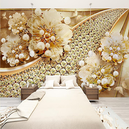 

Mural Wallpaper Wall Sticker Covering Print Peel and Stick Removable Floral Pearl Canvas Home Décor