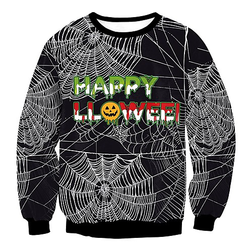 

Women's Men's Pullover Sweatshirt Print Round Neck Halloween Halloween Hoodies Sweatshirts Black