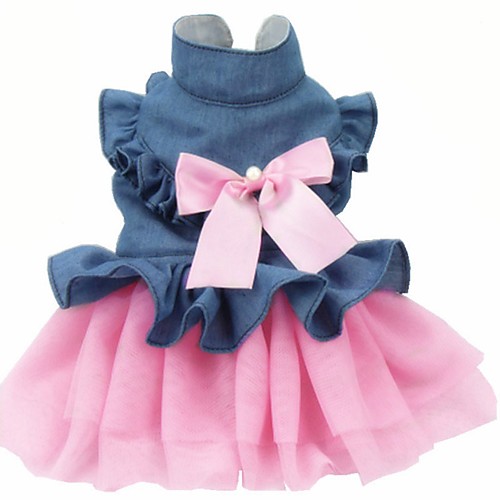 

Dog Cat Dress Bowknot Stylish Sweet Style Dog Clothes Puppy Clothes Dog Outfits Pink Costume for Girl and Boy Dog Cotton XS S M L XL XXL