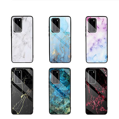 

Phone Case For Huawei P40 P40Lite P40Pro P40ProPlus Y9Prime(2019) Nova 7SE Mate 30 30Pro Honor 9X 20 20Pro Shockproof Pattern Back Cover Marble Tempered Glass