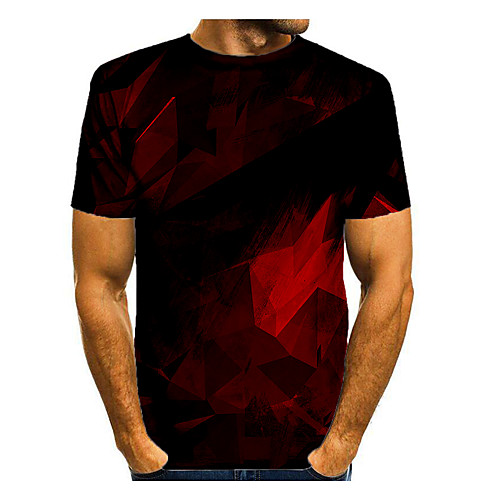 

Men's T shirt Shirt Graphic Short Sleeve Daily Tops Basic Elegant Round Neck Red