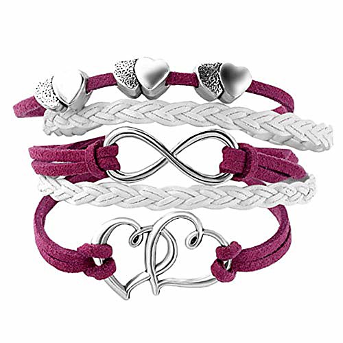 

women's leather wrap bracelets girls double hearts infinity rope wristband bracelets