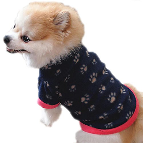 

pet clothes, puppy winter sweater polar fleece soft t shirts dog classic outfit (xxs, navy)