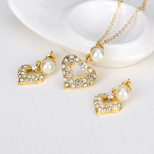 

Women's Jewelry Set Bridal Jewelry Sets Cut Out Heart Fashion Imitation Pearl Gold Plated Earrings Jewelry Gold For Christmas Wedding Party Evening Gift Formal 1 set