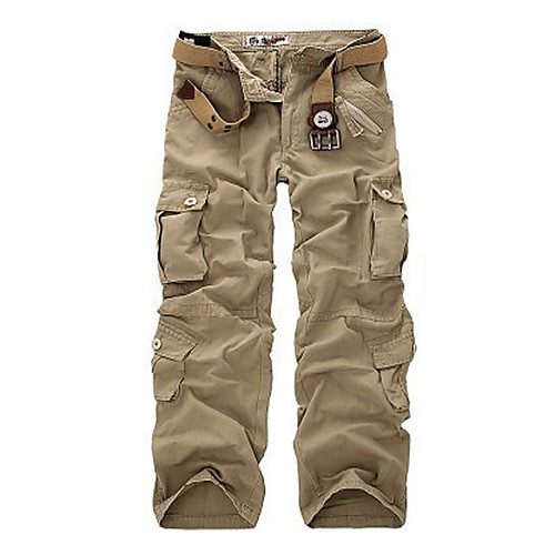 

Men's Basic Outdoor Daily Tactical Cargo Pants Solid Colored Full Length Classic Black Khaki Gray