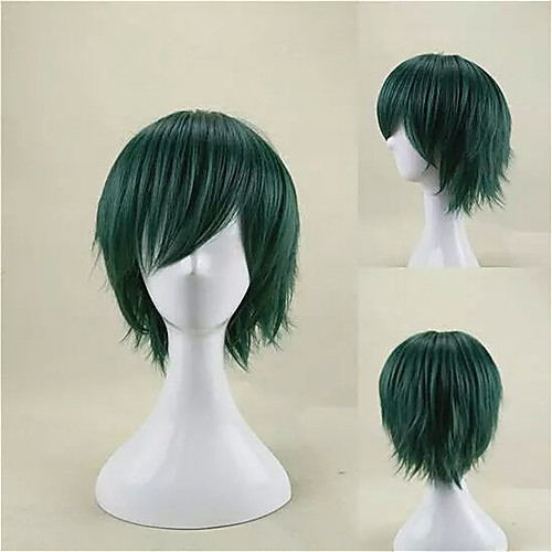 

My Hero Academia Midoriya Izuku Cosplay Wigs Unisex Layered Haircut 12 inch Heat Resistant Fiber Curly Green Teen Adults' Anime Wig