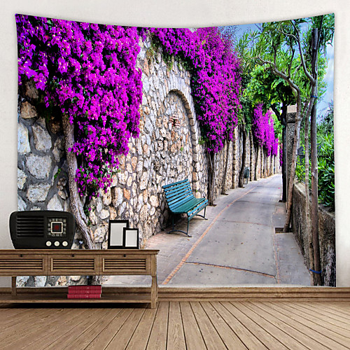 

Digital Tapestry With Purple Flower Trails On The Wall Classic Theme Wall Decor 100% Polyester Contemporary Wall Art Wall Tapestries Decoration