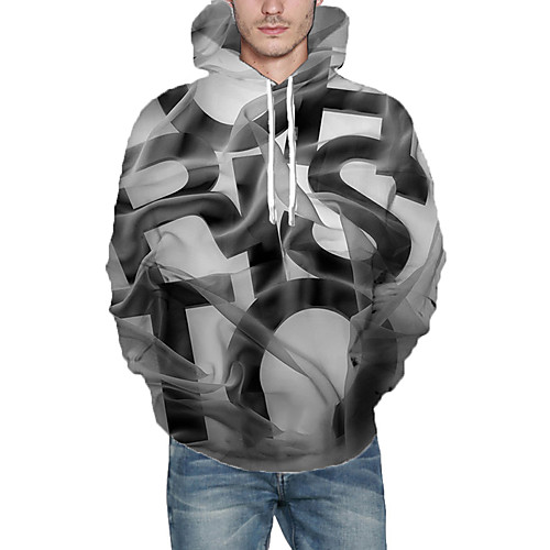 

Men's Hoodie Graphic Hooded Daily Going out 3D Print Casual Hoodies Sweatshirts Black