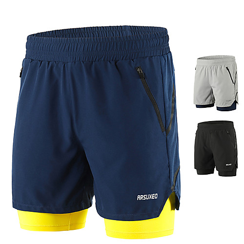 

Arsuxeo Men's Running Shorts Running Shorts With Tights Athletic Shorts Bottoms 2 in 1 Liner Zipper Pocket Spandex Summer Gym Workout Running Active Training Jogging Trail Quick Dry Breathable
