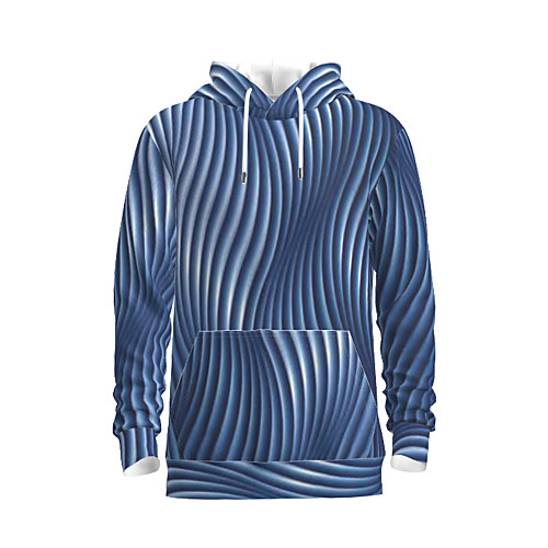 

Men's Pullover Hoodie Sweatshirt Lines / Waves Graphic Hooded Daily 3D Print Basic Hoodies Sweatshirts Blue