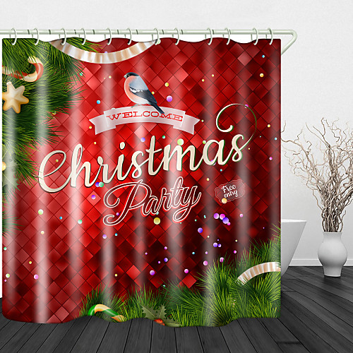 

Christmas English Bird Digital Printing Shower Curtain Shower Curtains & Hooks Modern Polyester Trend Design