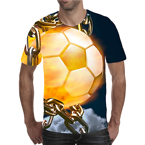 

Men's T shirt 3D Print Graphic Plus Size Print Short Sleeve Daily Tops Elegant Exaggerated Yellow