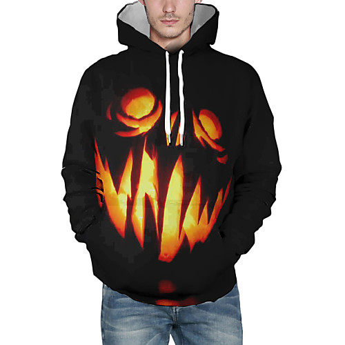 

Men's Pullover Hoodie Sweatshirt Graphic Hooded Halloween Daily Casual Halloween Hoodies Sweatshirts Black