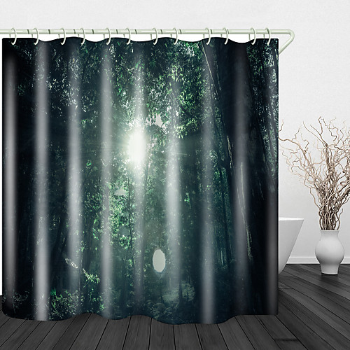 

Small Pavilion In Dense Woods Under The Sun Shower Curtains & Hooks Modern Polyester New Design