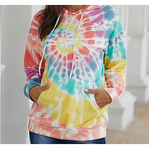 

Women's Pullover Hoodie Sweatshirt Tie Dye Daily Going out Other Prints Casual Hoodies Sweatshirts Loose Oversized Blue Rainbow Orange