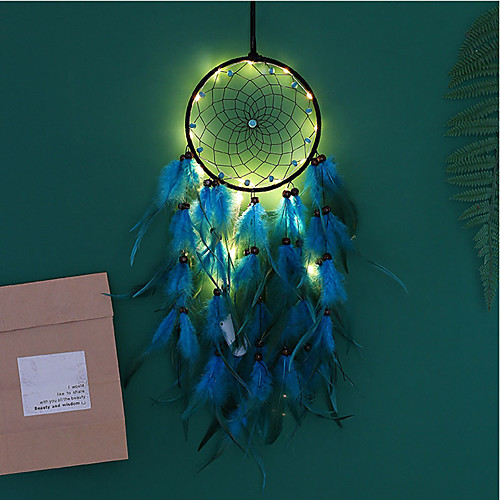 

Dreamcatcher LED Feather Night Light Handmade Christmas Gift Wind Chime Folk Style Ornaments Holiday Christmas Wedding Events Decoration Valentine's Day Birthday Romantic Gift