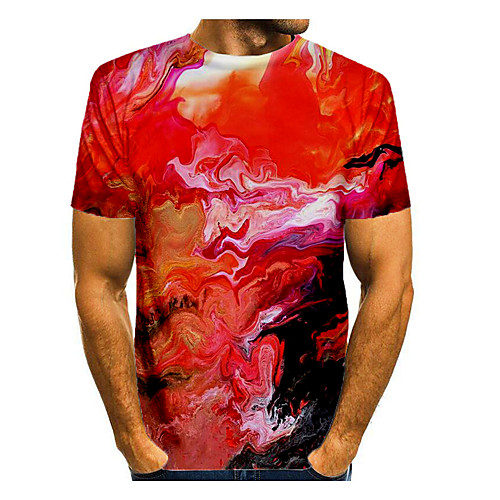 

Men's T shirt Graphic Short Sleeve Daily Tops Basic Elegant Round Neck Red