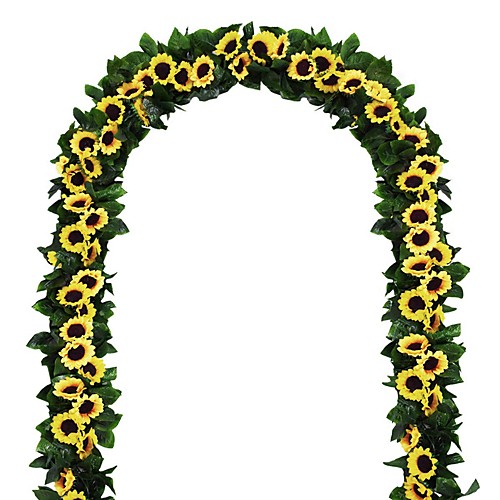 

30LED 2.4M Artificial Sunflower Garland Silk Fake Flowers Ivy Leaf Plants Home Decor Flower Wall Wreath