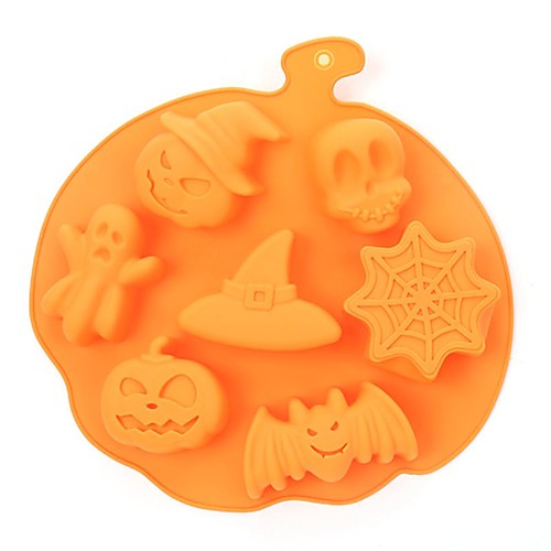 

Halloween Party Halloween Holiday Style Silicone Cake Mold 7 Cavities Pumpkin Ghost Bat Shape Cookies Chocolate Molds DIY Cake Baking Tools
