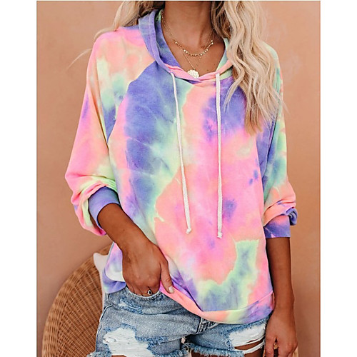 

Women's Pullover Hoodie Sweatshirt Tie Dye Daily Basic Hoodies Sweatshirts Oversized Blue Blushing Pink