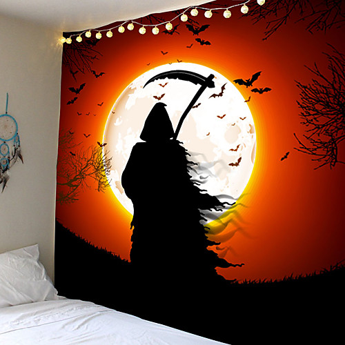

Halloween Scythe Wizard Wall Tapestry Tapestry Halloween Party Wall Tapestry Home Bar Tapestry DIY Halloween Decoration