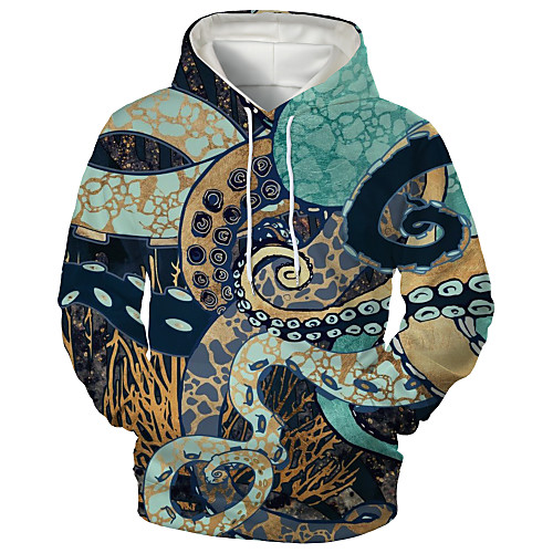 

Men's Hoodie Graphic Animal Hooded Daily Going out 3D Print Casual Hoodies Sweatshirts Brown