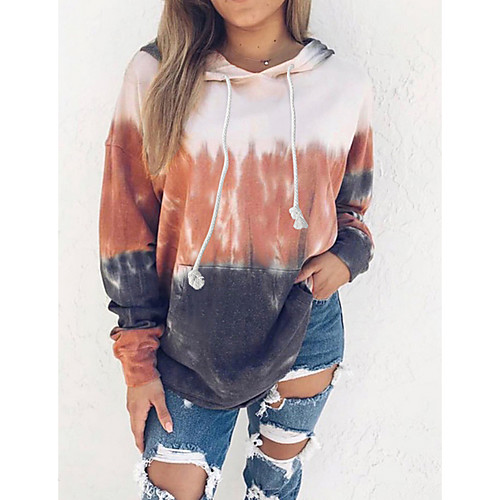 

Women's Hoodie Sweatshirt Tie Dye Tie Dye Daily Casual Hoodies Sweatshirts Loose Blue Gray Orange