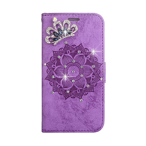 

Case For Huawei p8lite p9lite honor8 y5 y6 p8lite p10lite p20lite enjoy7 enjoy7s Card Holder Rhinestone Magnetic Full Body Cases Solid Colored Flower PU Leather TPU