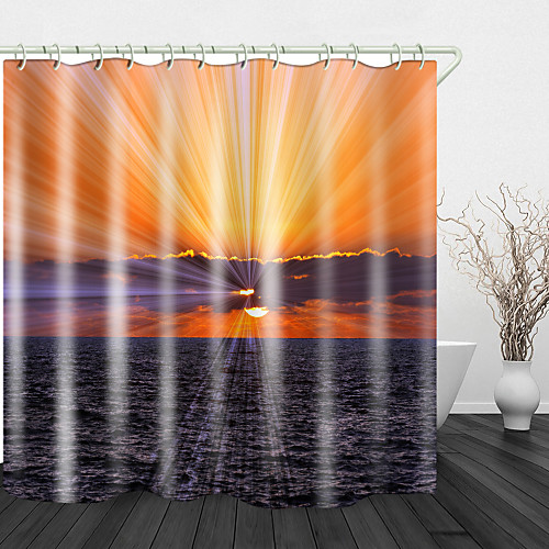 

Black Cloud Sunset Sea Digital Printing Shower Curtain English Green Leaf Digital Printing Shower Curtain Shower Curtains & Hooks Modern Polyester New Design
