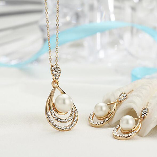 

Women's Jewelry Set Bridal Jewelry Sets Hollow Out Pear Fashion Imitation Pearl Silver Plated Gold Plated Earrings Jewelry Gold / Silver For Christmas Wedding Party Evening Gift Formal 1 set