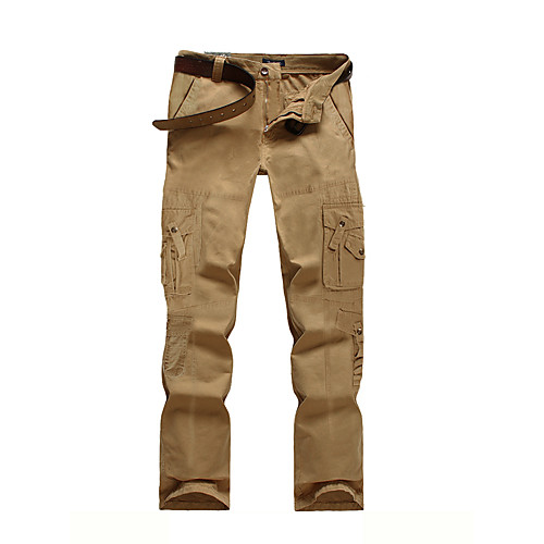 

Men's Basic Outdoor Cotton Slim Daily Tactical Cargo Pants Solid Colored Full Length Classic Black Khaki / Fall / Winter