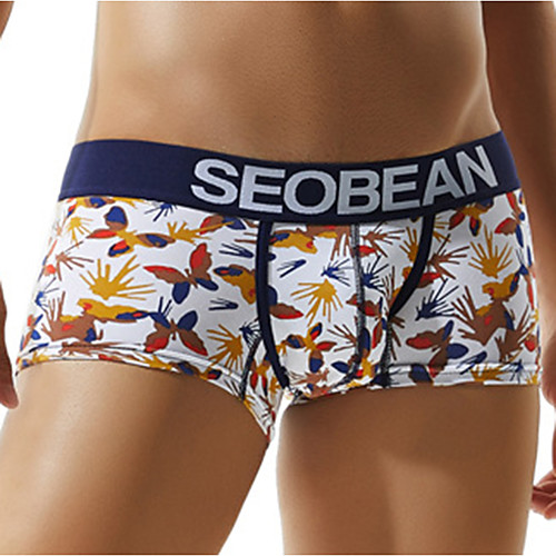 

SEOBEAN Men's Sports Underwear Shorts Boxer Briefs Bottoms Cotton Winter Fitness Gym Workout Performance Running Training Breathable Quick Dry Soft Sport White / Stretchy
