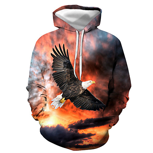 

Men's Pullover Hoodie Sweatshirt Graphic Animal Hooded Daily Going out 3D Print Basic Casual Hoodies Sweatshirts Orange