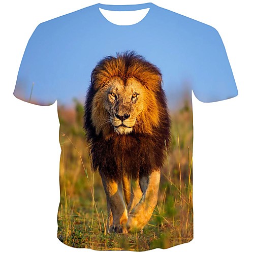 

Men's T shirt Shirt Graphic Print Short Sleeve Daily Tops Streetwear Round Neck Brown