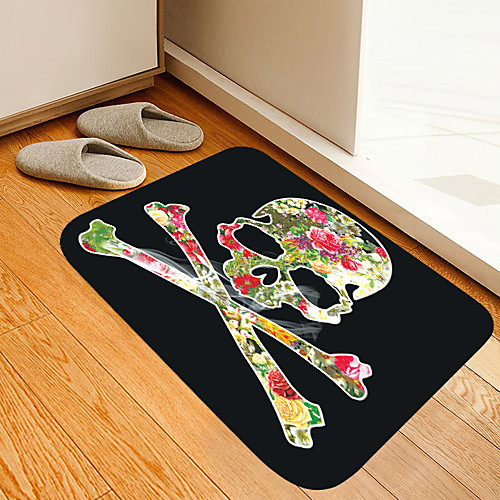 

Color Flower Skull Flowers Kitten Girl Modern Bath Mats Nonwoven / Memory Foam Novelty Bathroom