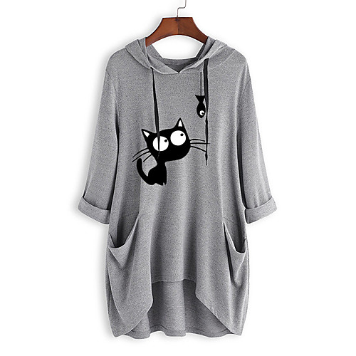 

Women's Pullover Hoodie Sweatshirt Animal Daily Basic Cute Hoodies Sweatshirts Loose Oversized Long Blue Yellow Blushing Pink