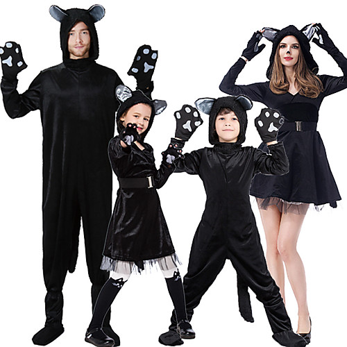 

Cat Cosplay Costume Outfits Group Costume Kid's Adults' Men's Cosplay Halloween Halloween Festival / Holiday Plush Fabric Black Men's Women's Easy Carnival Costumes