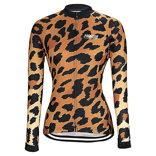 

21Grams Women's Long Sleeve Cycling Jersey Winter Spandex Polyester Black / Orange Purple Red Leopard Bike Jersey Top Mountain Bike MTB Road Bike Cycling Thermal Warm Anatomic Design Quick Dry Sports