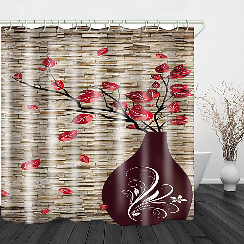 

Vase art Painting Print Waterproof Fabric Shower Curtain for Bathroom Home Decor Covered Bathtub Curtains Liner Includes with Hooks