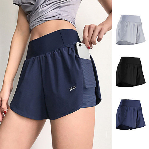 

Women's Running Shorts Athletic Shorts Bottoms 2 in 1 Liner Pocket Elastane Yoga Fitness Gym Workout Running Trail Comfy Quick Dry Breathable Sport White Black Blue / Stretchy